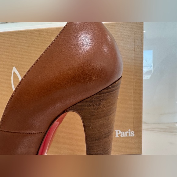 Christian Louboutin Women’s Bibi 140 Platform Leather Pumps, Cognac, SIZE: 39 - Picture 11 of 16